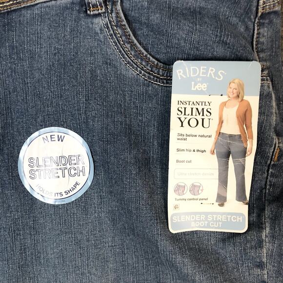 Riders Jeans Womens 16W Slender Stretch Boot Cut 38x31 Light Wash Denim by Lee - Picture 3 of 13